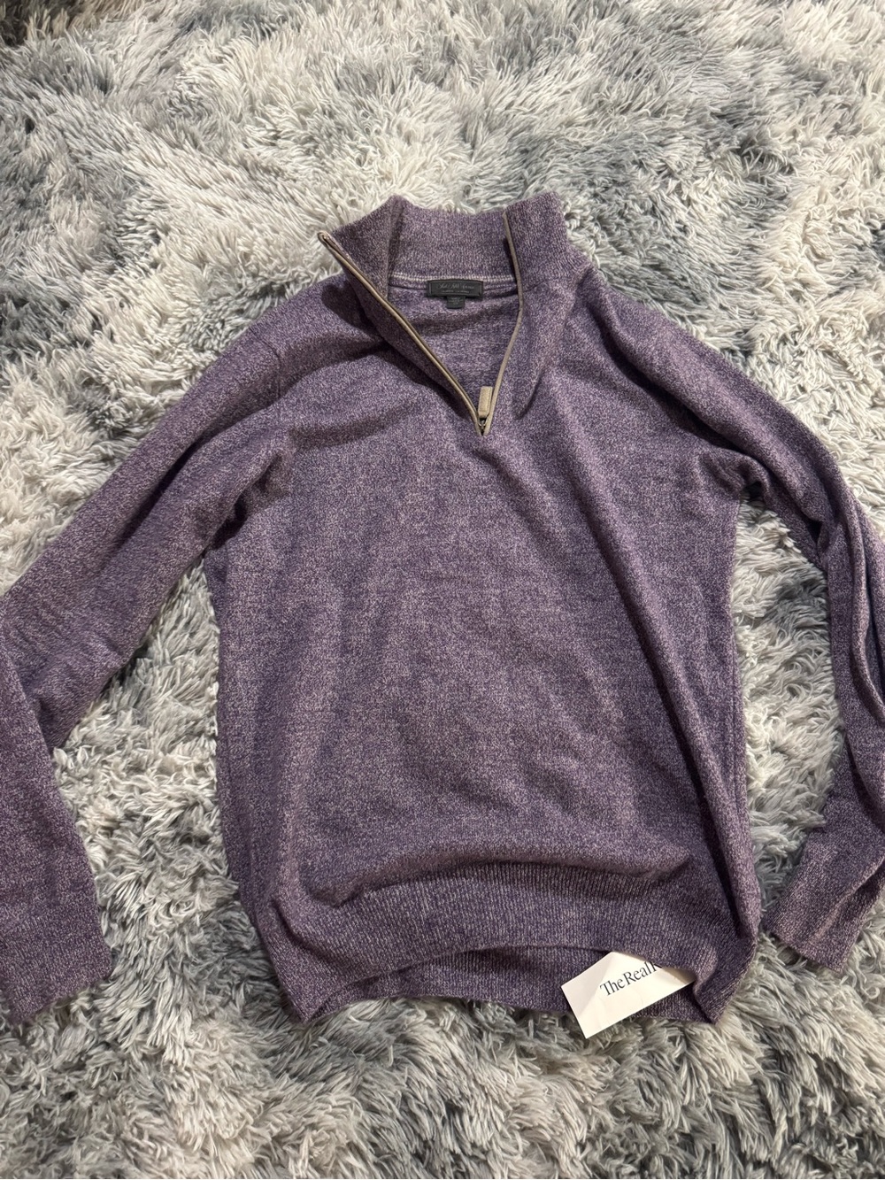 Saks Fifth Avenue Heather Purple Half-Zip Turtleneck Sweater